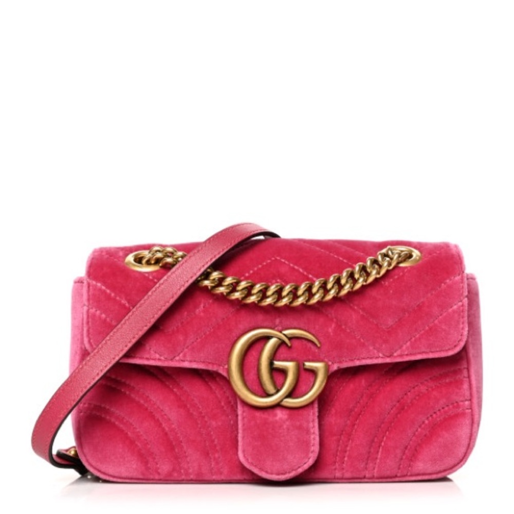 GUCCI 
Velvet Matelasse GG Marmont Shoulder Bag Light Raspberry Rose
NWOT